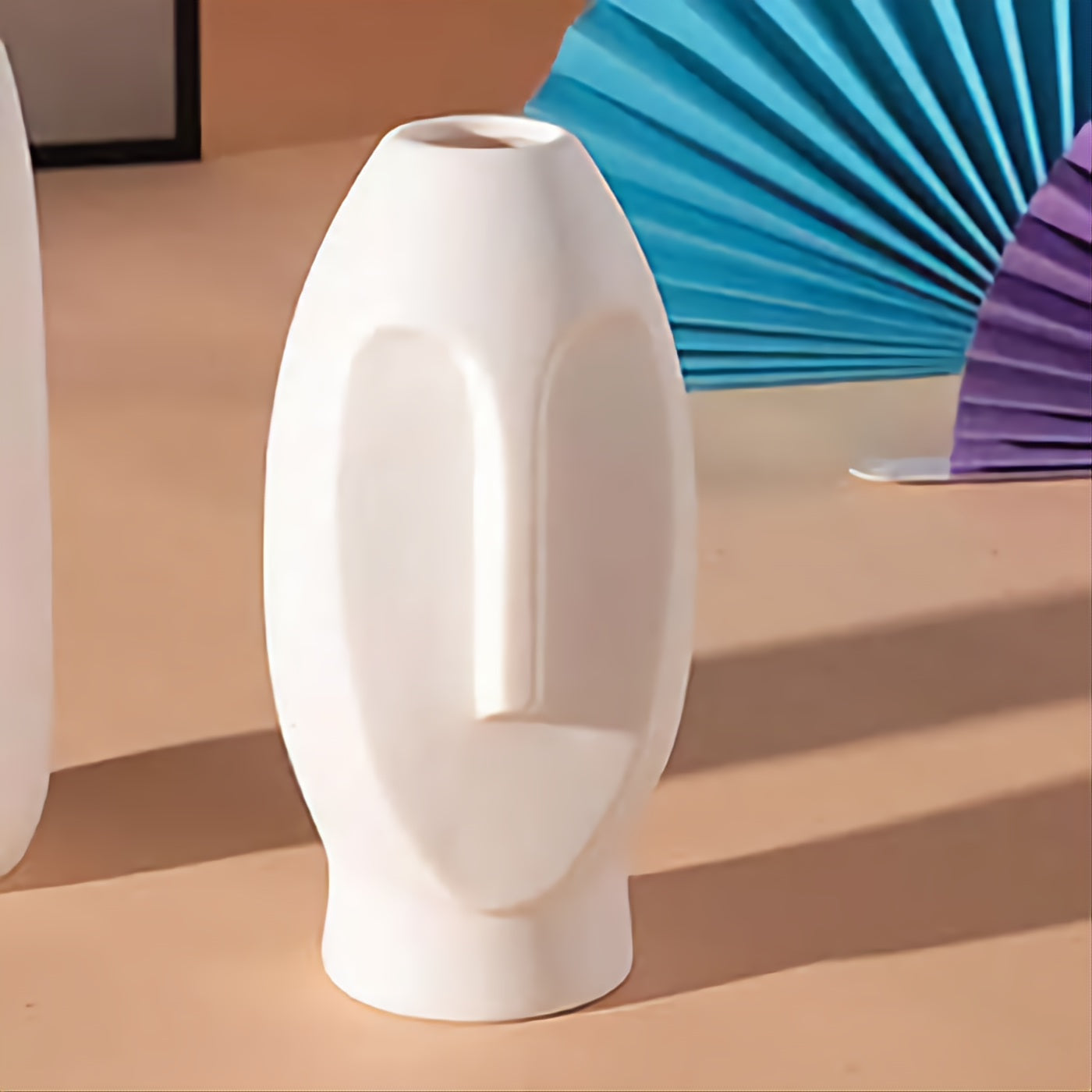 Ceramics Flower Vase with Face Design