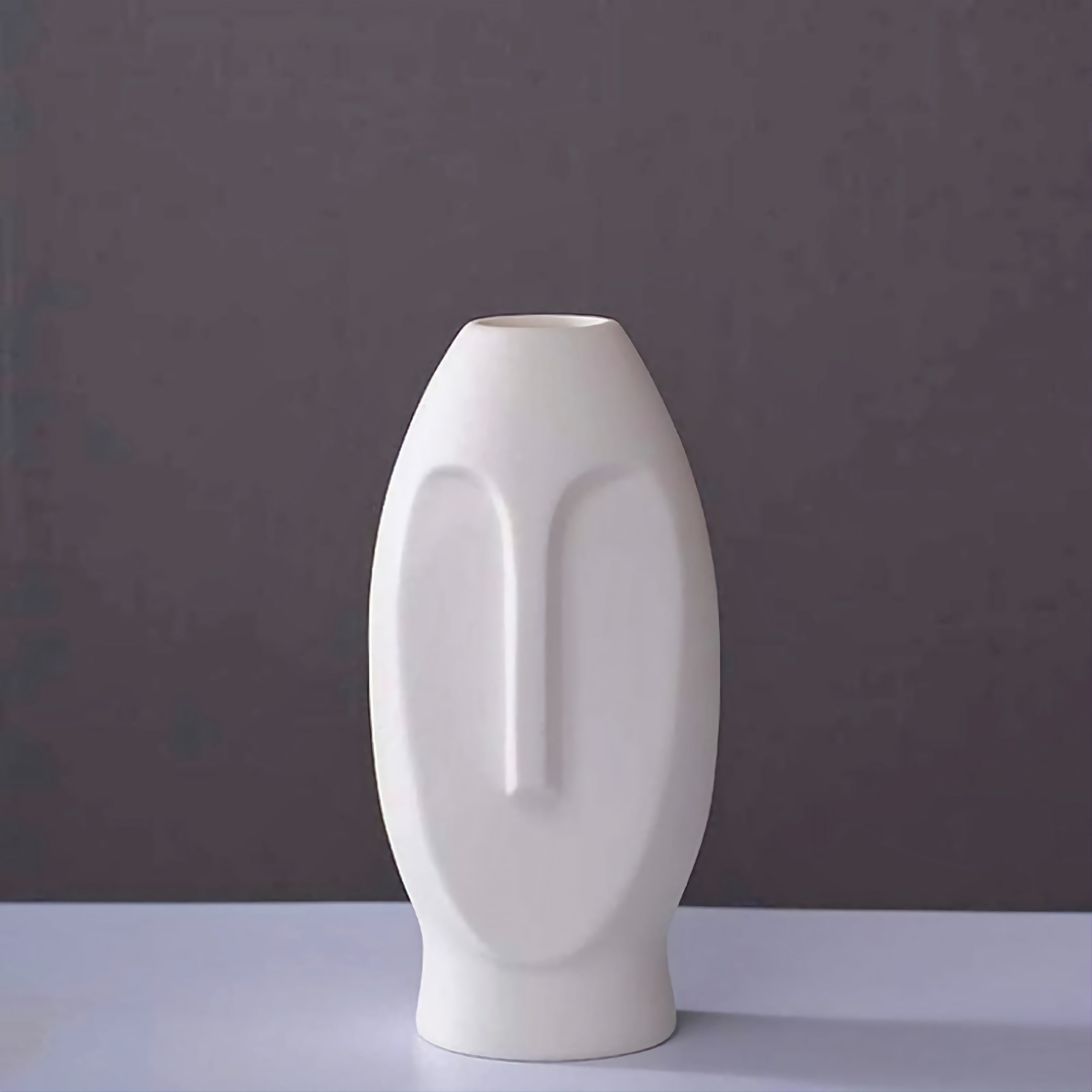 Ceramics Flower Vase with Face Design