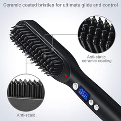 Keahop Enhanced PTC Ceramic Heating Hair Straightening Brush | Anti-Scald Feature | Hair Straightener Brush | Fast Heating & 5 Temperature Settings | Perfect for Professional Salon at Home