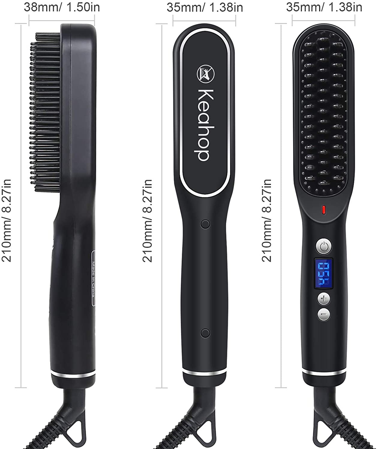 Keahop Enhanced PTC Ceramic Heating Hair Straightening Brush | Anti-Scald Feature | Hair Straightener Brush | Fast Heating & 5 Temperature Settings | Perfect for Professional Salon at Home