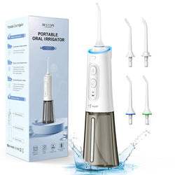 Cordless Advanced Water Flosser for Teeth, Gums, Braces, Dental Care | Rechargeable, Portable, Lage Capacity Battery | 4 Jet Tips & 360 Degree Rotation | Large Capacity Battery | Waterproof Dental Oral Irrigator